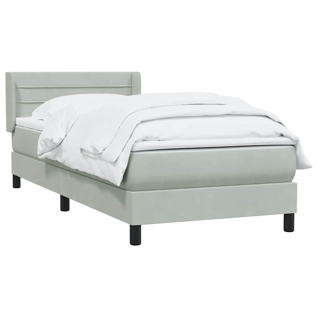 Sommier à lattes de lit et matelas gris clair 90x220 cm velours - XIOS
