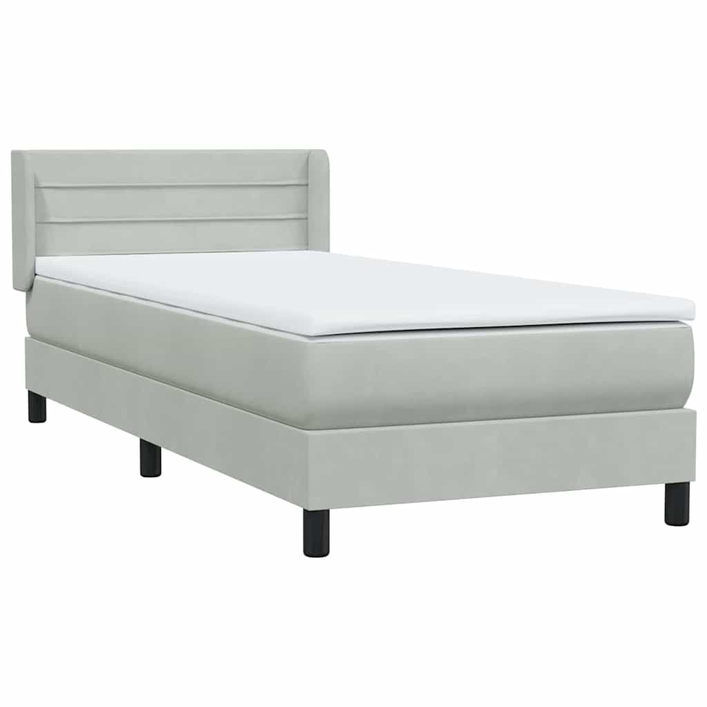 Sommier à lattes de lit et matelas gris clair 90x220 cm velours - XIOS