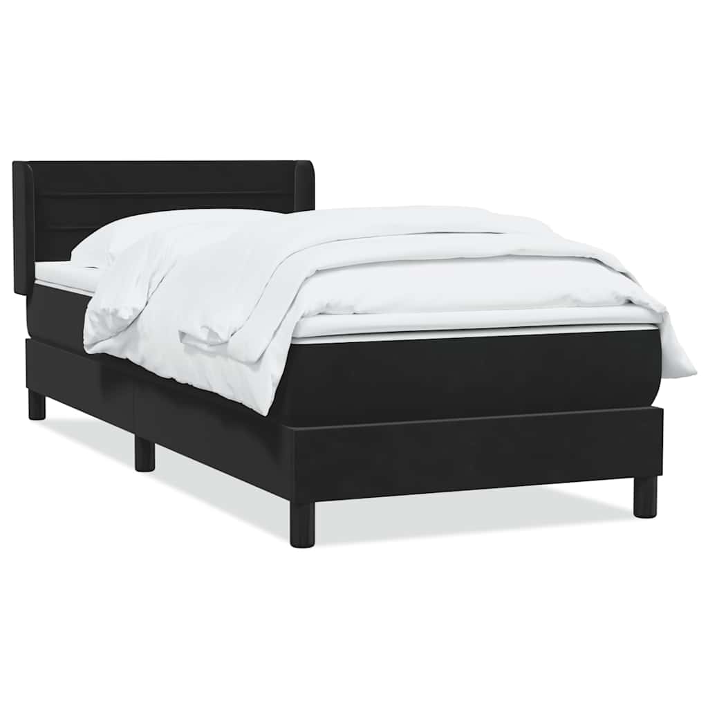 Sommier à lattes de lit avec matelas noir 100x220 cm velours - XIOS