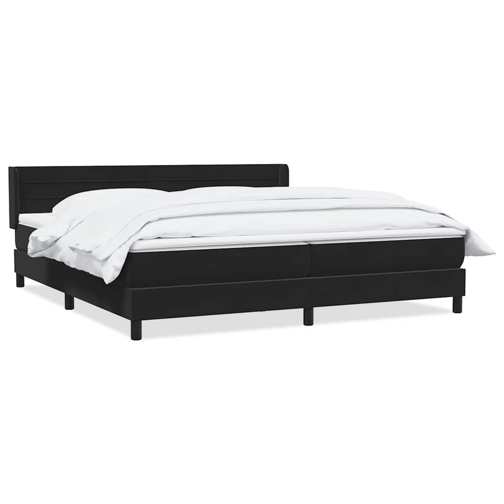Sommier à lattes de lit avec matelas noir 200x220 cm velours - XIOS