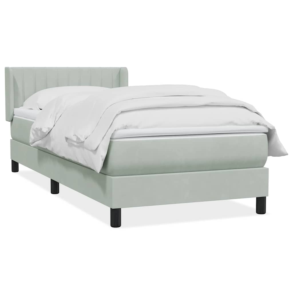 Sommier à lattes de lit et matelas gris clair 80x210 cm velours - XIOS