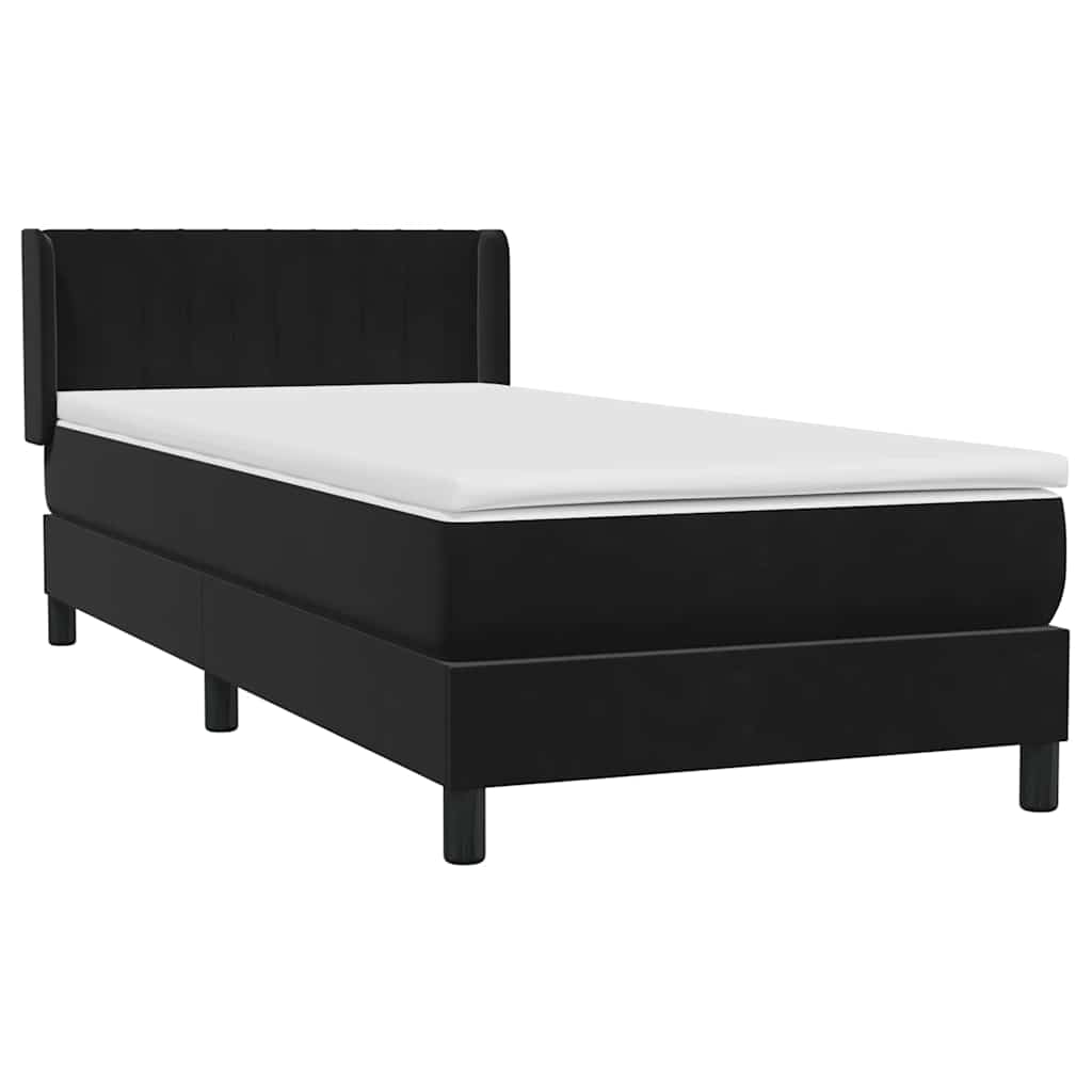 Sommier à lattes de lit avec matelas noir 90x210 cm velours - XIOS