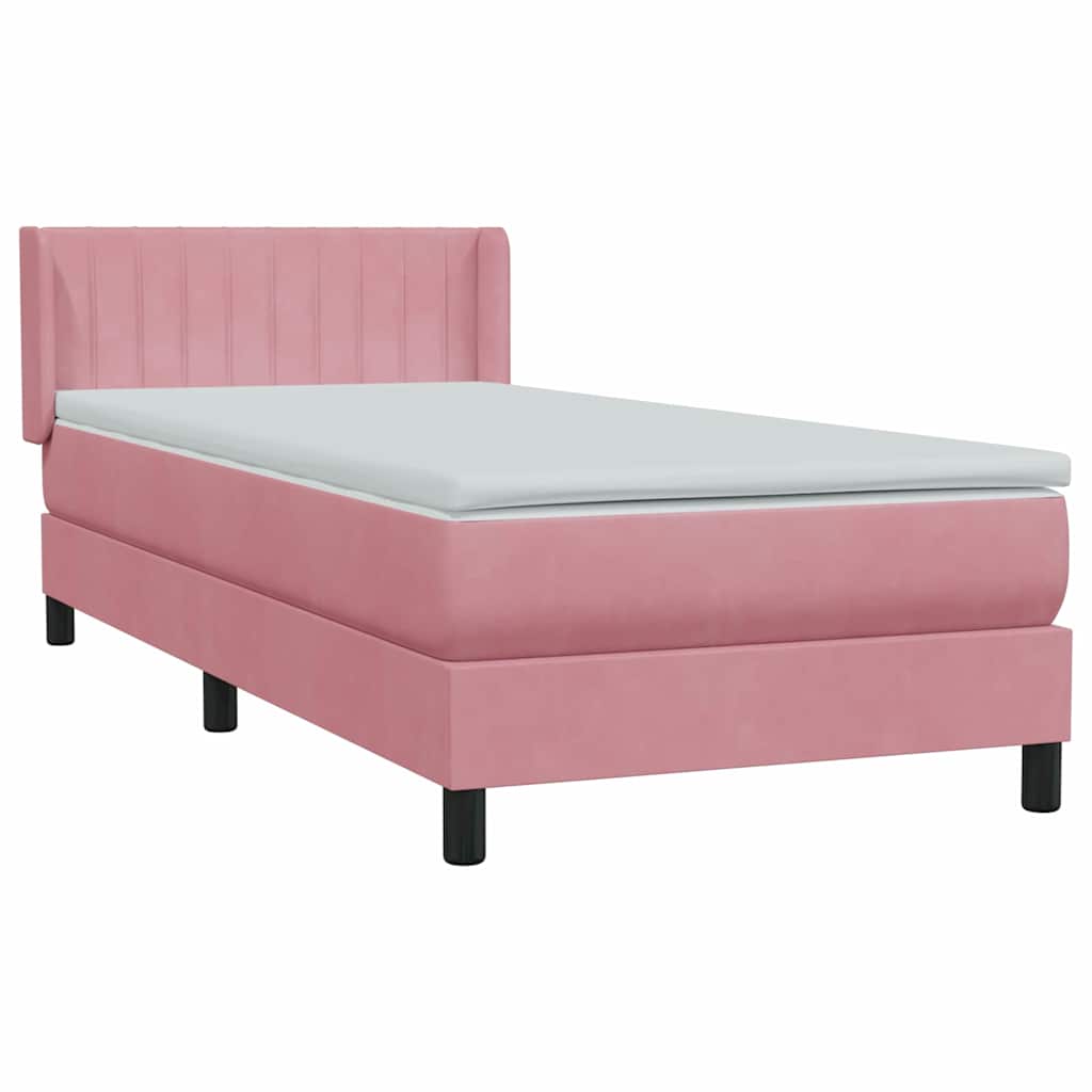 Sommier à lattes de lit avec matelas rose 90x210 cm velours - XIOS