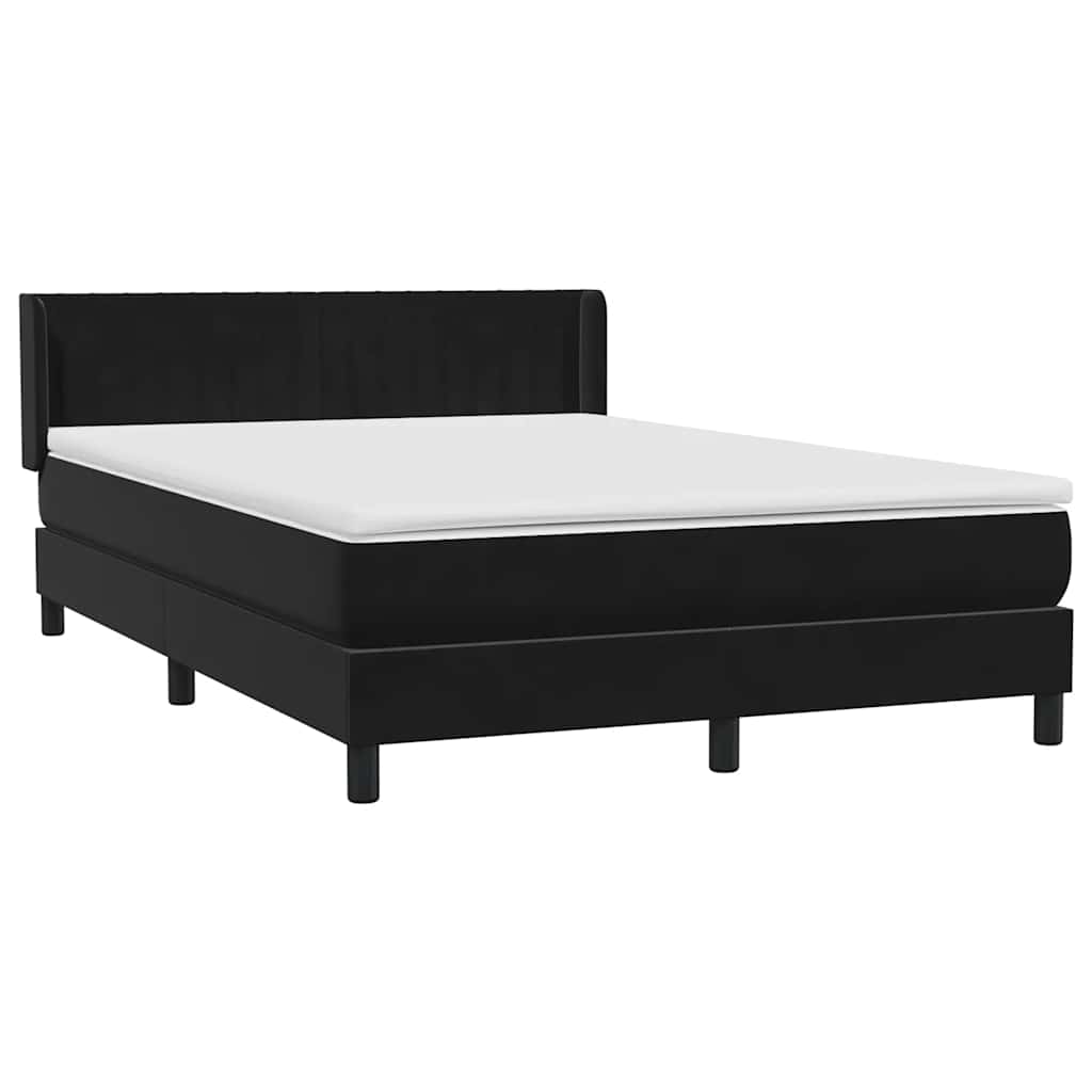 Sommier à lattes de lit avec matelas noir 140x210 cm velours - XIOS