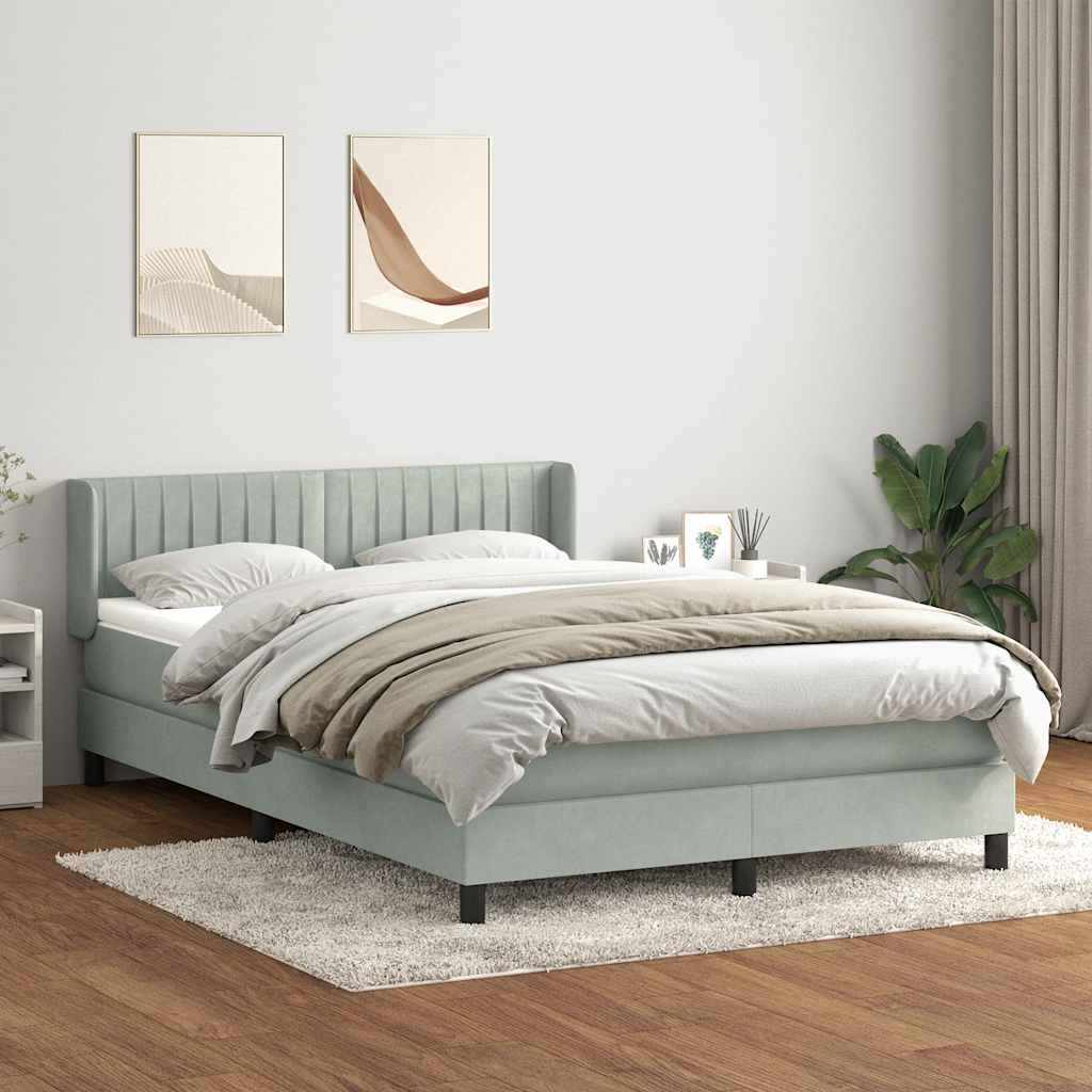 Sommier à lattes de lit et matelas gris clair 160x210cm velours - XIOS