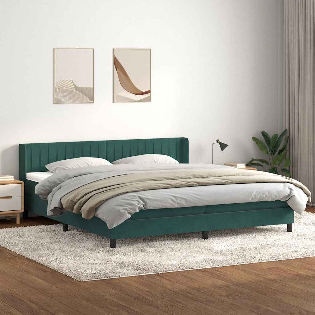 Sommier à lattes de lit et matelas vert foncé 180x210cm velours - XIOS
