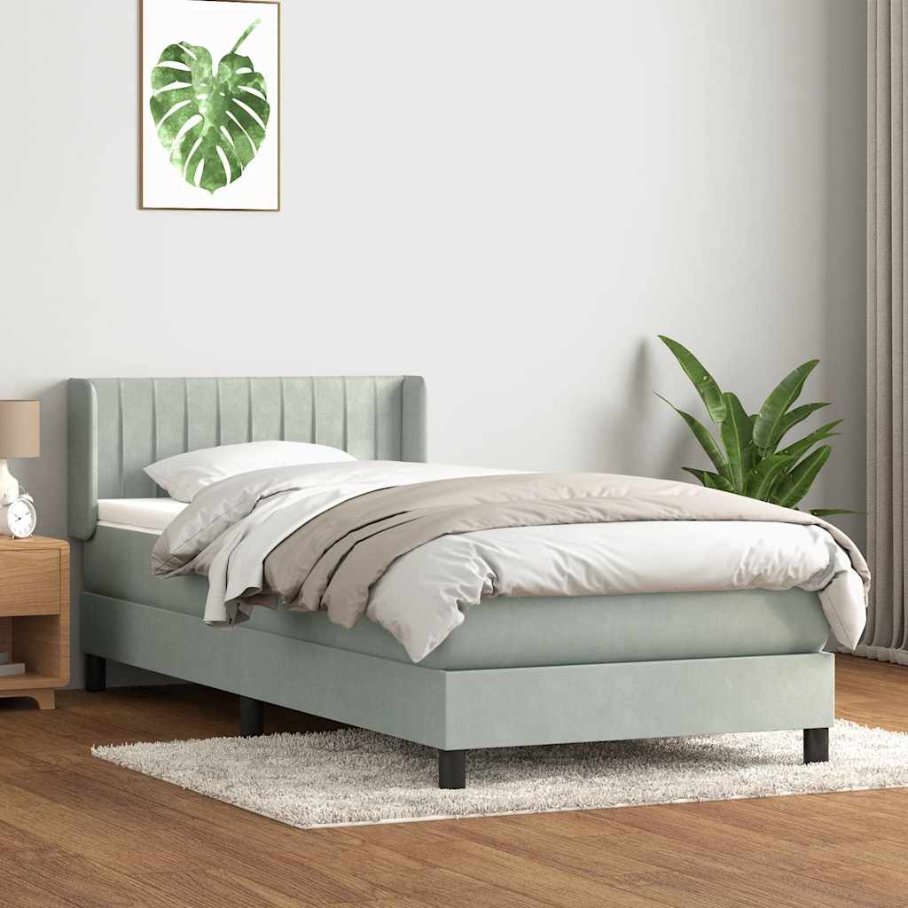 Sommier à lattes de lit et matelas gris clair 80x220 cm velours - XIOS