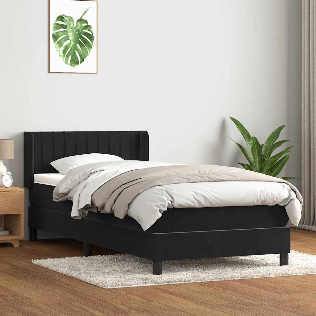 Sommier à lattes de lit avec matelas noir 80x220 cm velours - XIOS