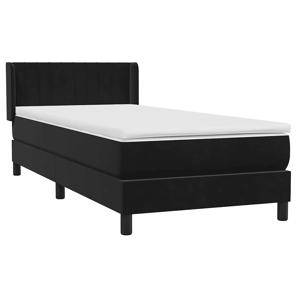 Sommier à lattes de lit avec matelas noir 90x220 cm velours - XIOS