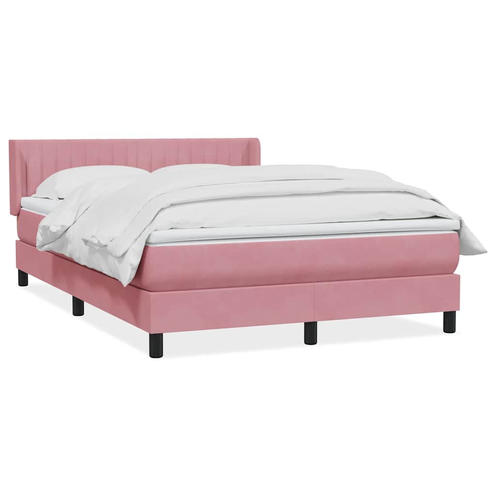Sommier à lattes de lit avec matelas rose 140x220 cm velours - XIOS