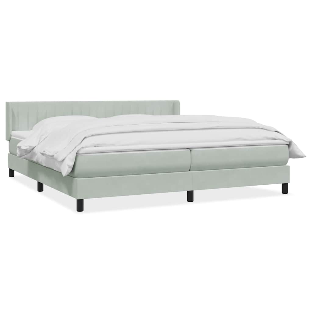 Sommier à lattes de lit et matelas gris clair 180x220cm velours - XIOS