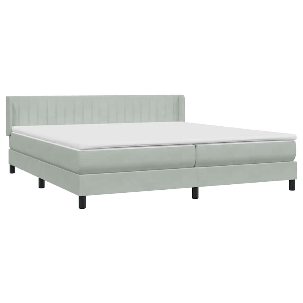 Sommier à lattes de lit et matelas gris clair 180x220cm velours - XIOS