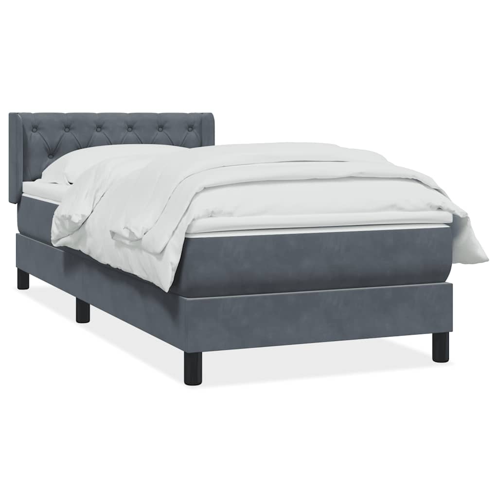 Sommier à lattes de lit et matelas gris foncé 80x210 cm velours - XIOS