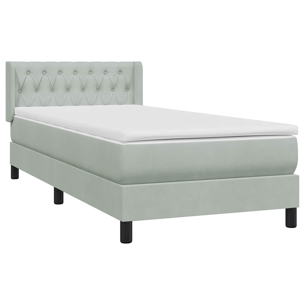 Sommier à lattes de lit et matelas gris clair 100x210cm velours - XIOS