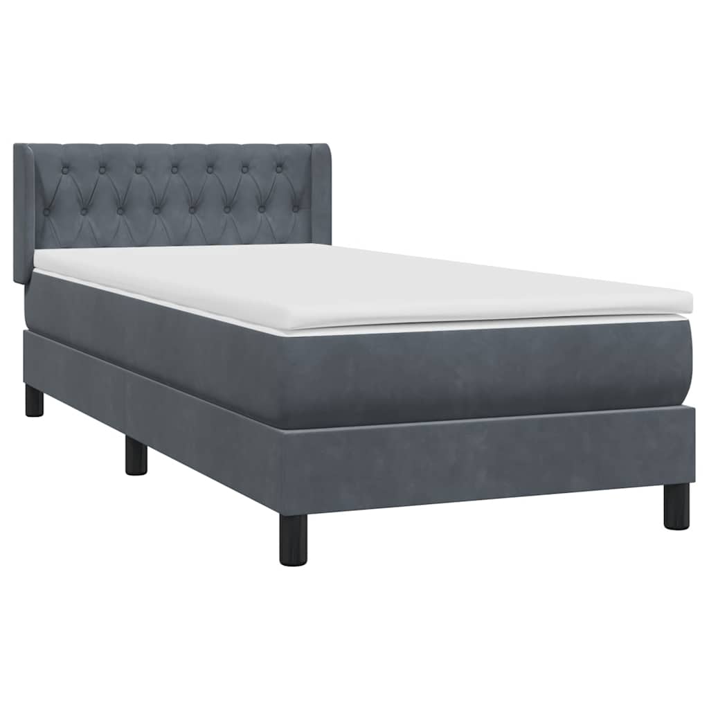 Sommier à lattes de lit et matelas gris foncé 100x210cm velours - XIOS