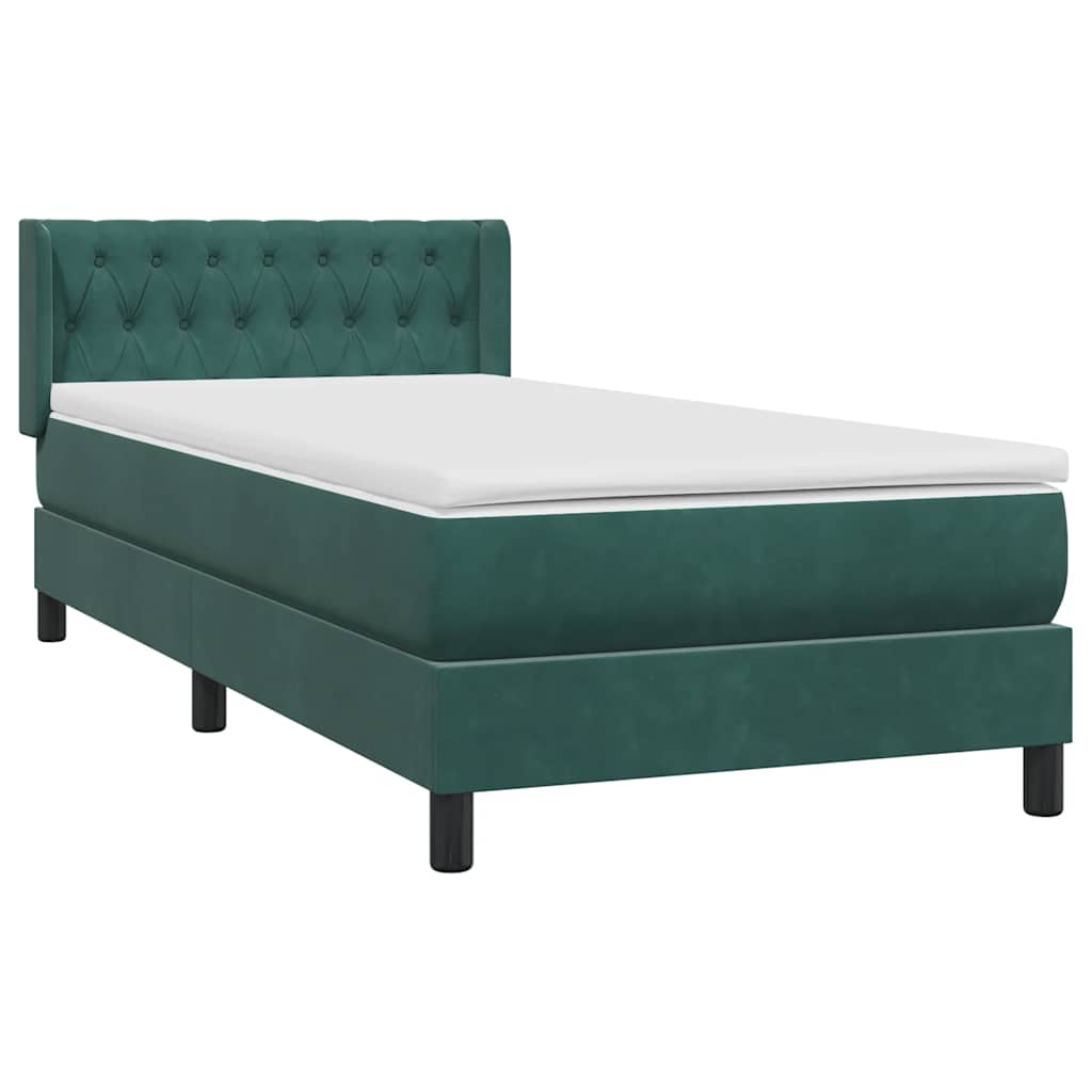 Sommier à lattes de lit et matelas vert foncé 100x210cm velours - XIOS