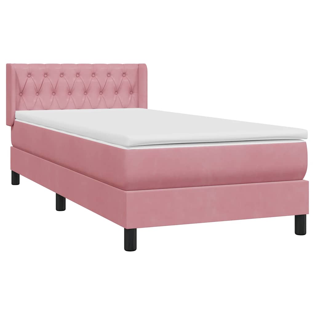 Sommier à lattes de lit avec matelas rose 100x210 cm velours - XIOS