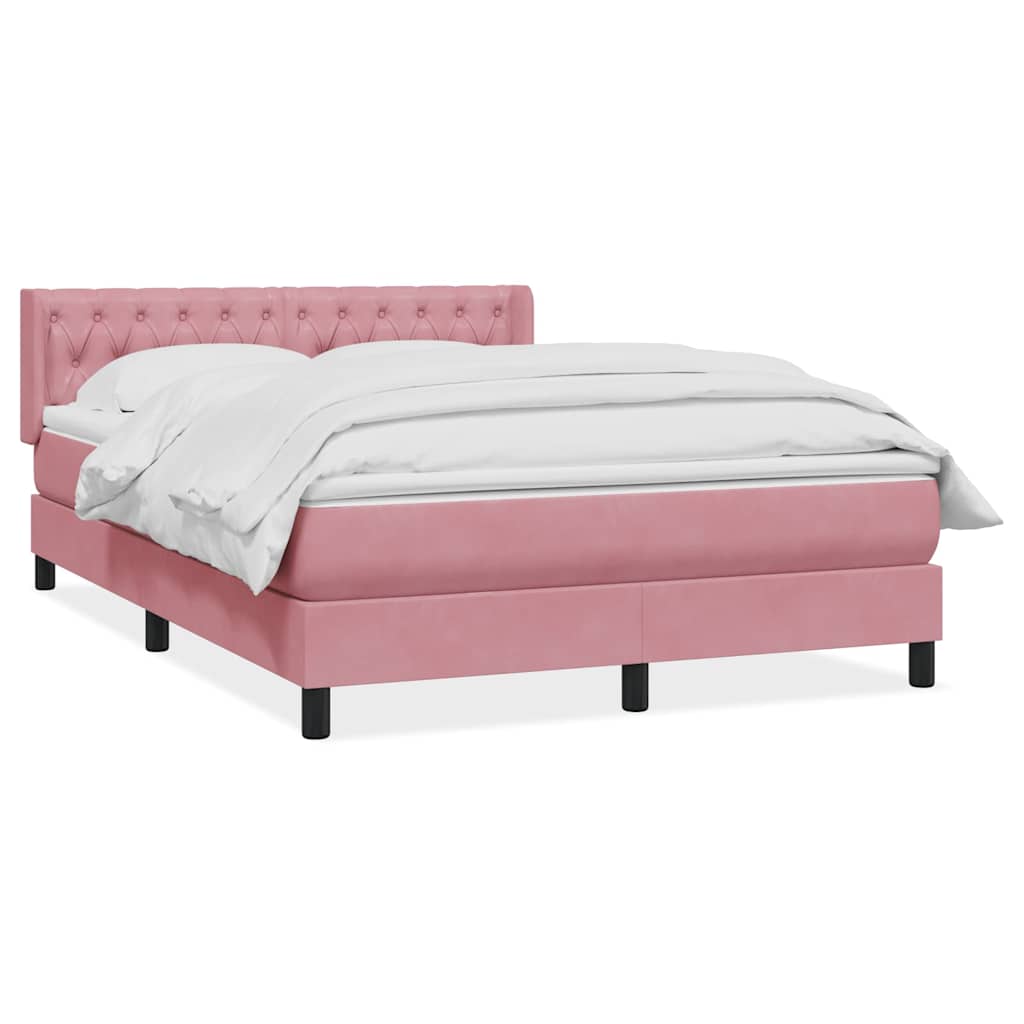Sommier à lattes de lit avec matelas rose 140x210 cm velours - XIOS