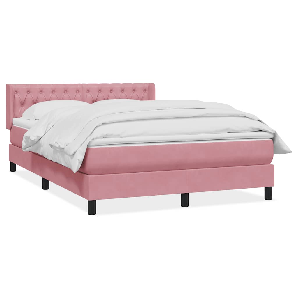 Sommier à lattes de lit avec matelas rose 160x210 cm velours - XIOS