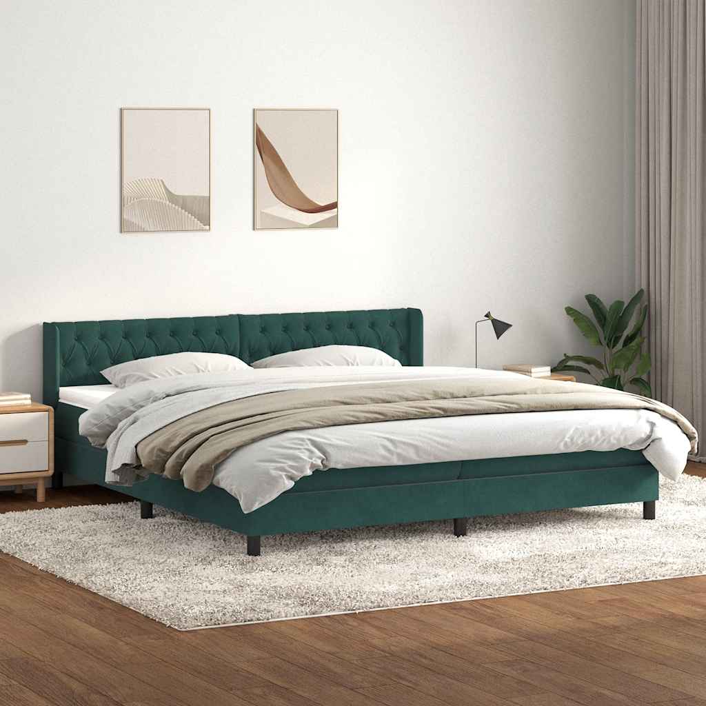 Sommier à lattes de lit et matelas vert foncé 180x210cm velours - XIOS