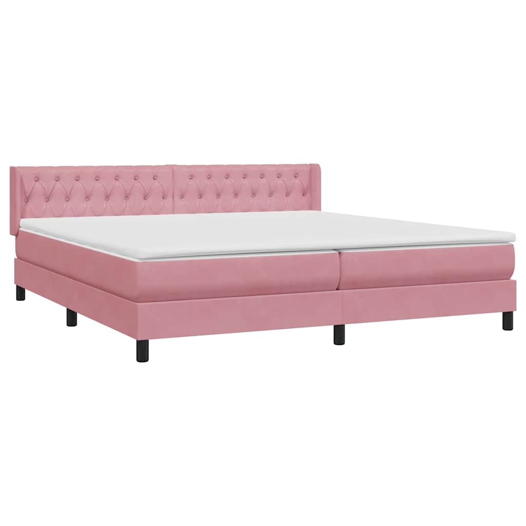 Sommier à lattes de lit avec matelas rose 180x210 cm velours - XIOS