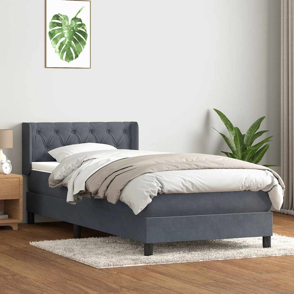 Sommier à lattes de lit et matelas gris foncé 80x220 cm velours - XIOS