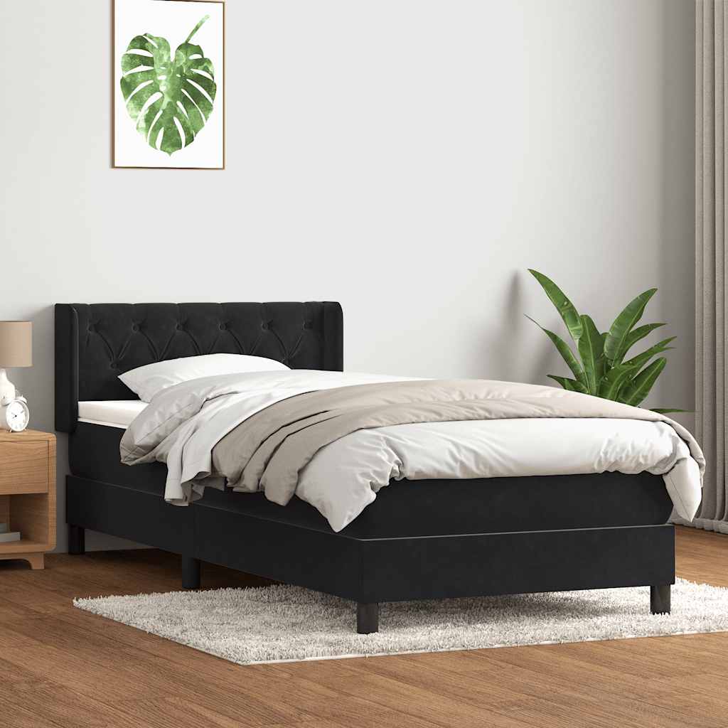 Sommier à lattes de lit avec matelas noir 80x220 cm velours - XIOS