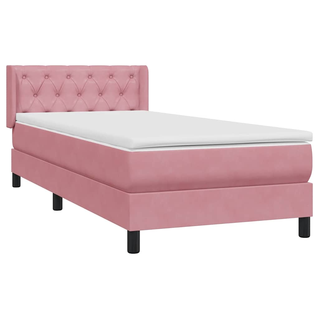 Sommier à lattes de lit avec matelas rose 80x220 cm velours - XIOS