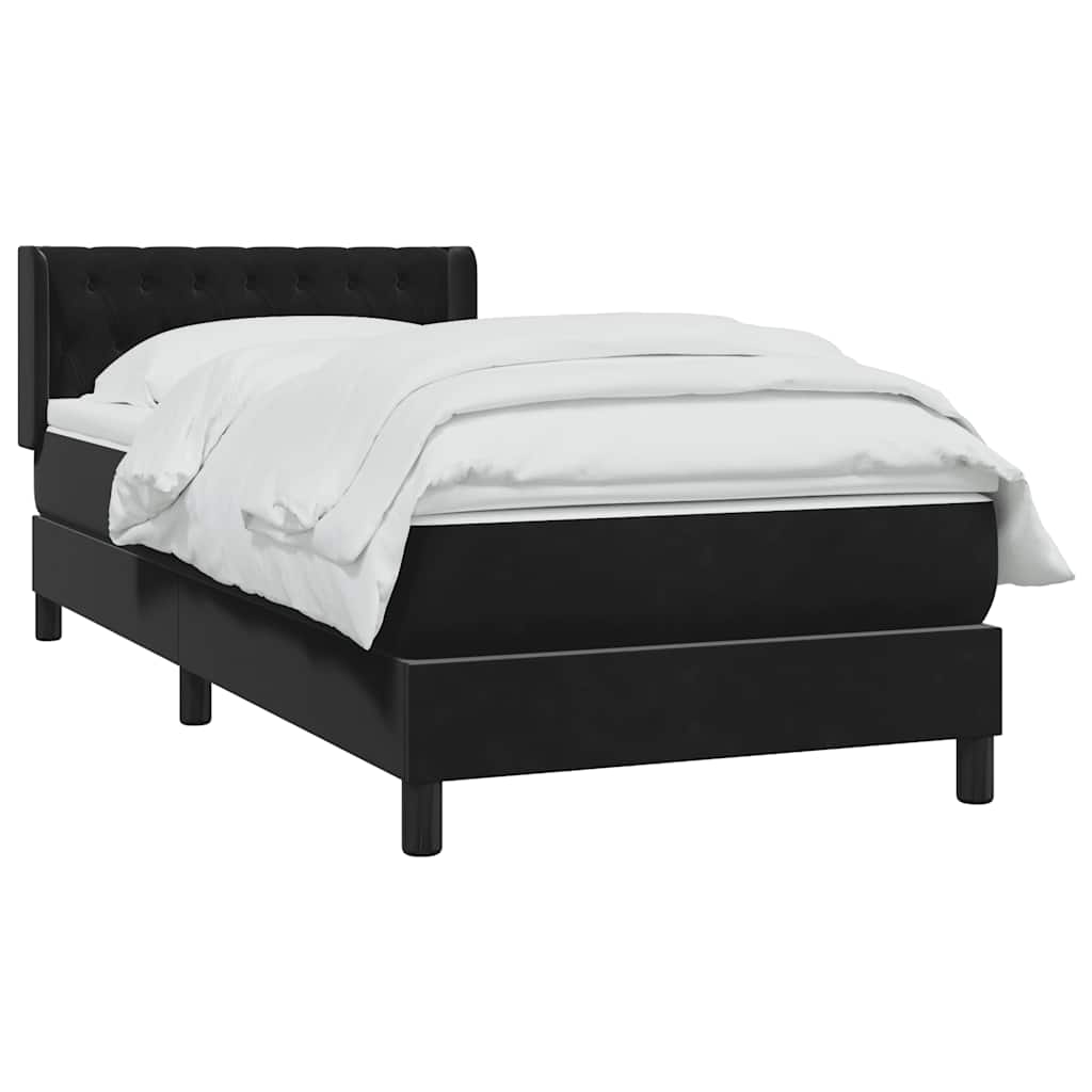 Sommier à lattes de lit avec matelas noir 90x220 cm velours - XIOS