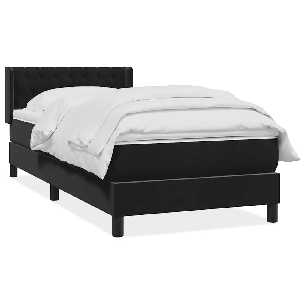 Sommier à lattes de lit avec matelas noir 100x220 cm velours - XIOS