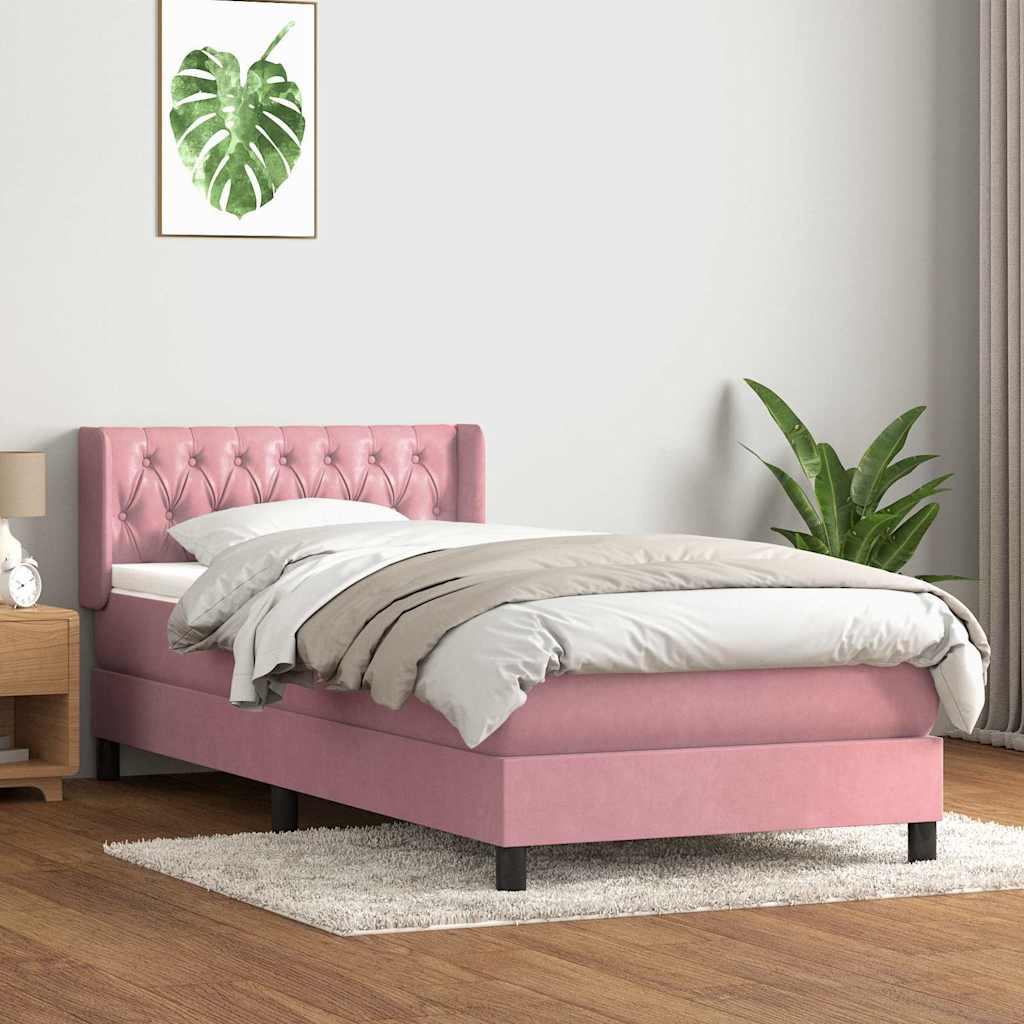 Sommier à lattes de lit avec matelas rose 100x220 cm velours - XIOS
