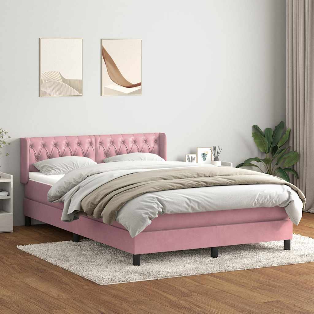 Sommier à lattes de lit avec matelas rose 140x220 cm velours - XIOS