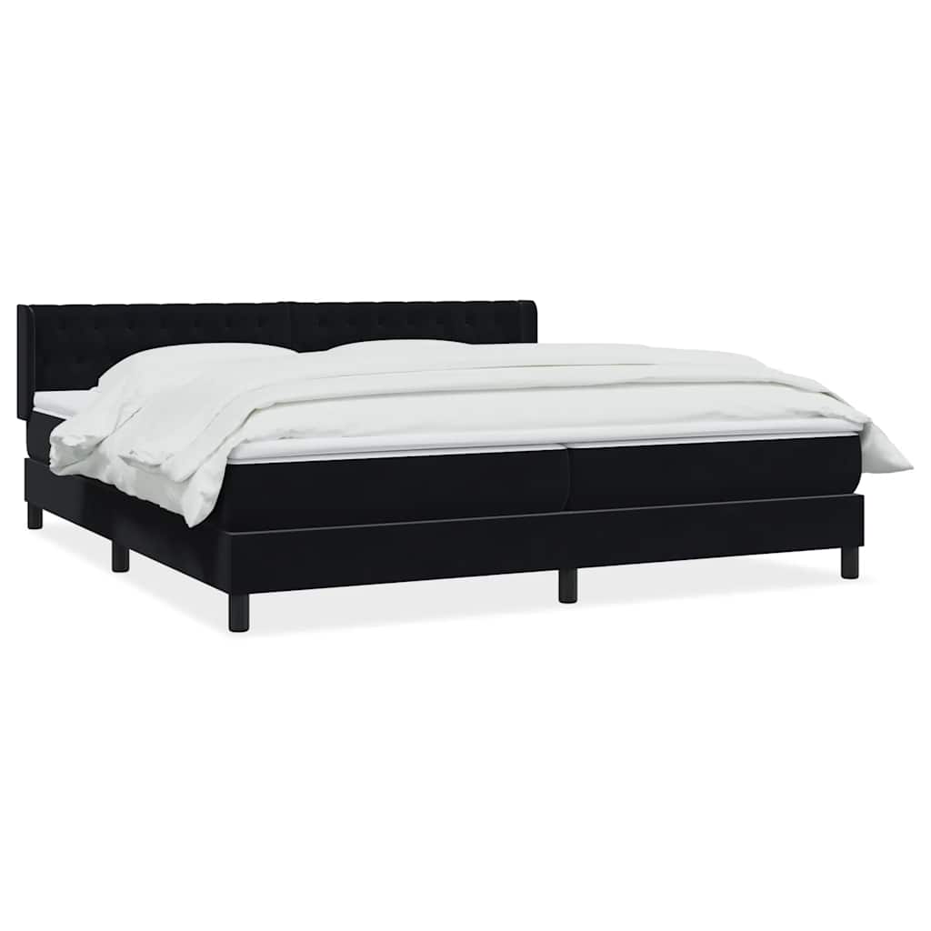 Sommier à lattes de lit avec matelas noir 200x220 cm velours - XIOS
