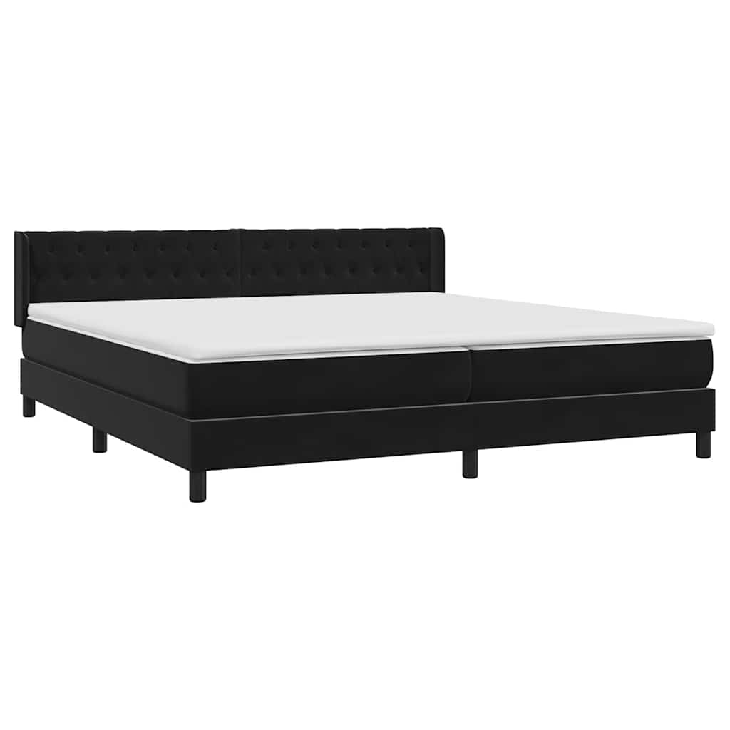 Sommier à lattes de lit avec matelas noir 200x220 cm velours - XIOS