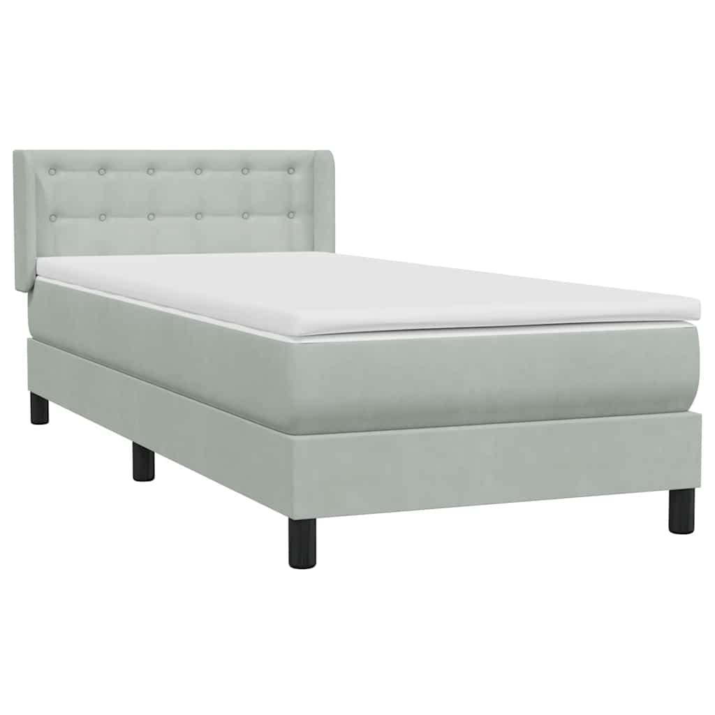 Sommier à lattes de lit et matelas gris clair 80x210 cm velours - XIOS
