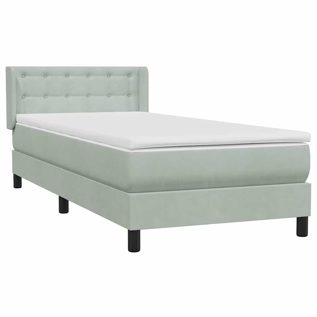Sommier à lattes de lit et matelas gris clair 90x210 cm velours - XIOS