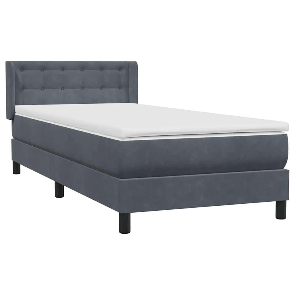 Sommier à lattes de lit et matelas gris foncé 90x210 cm velours - XIOS
