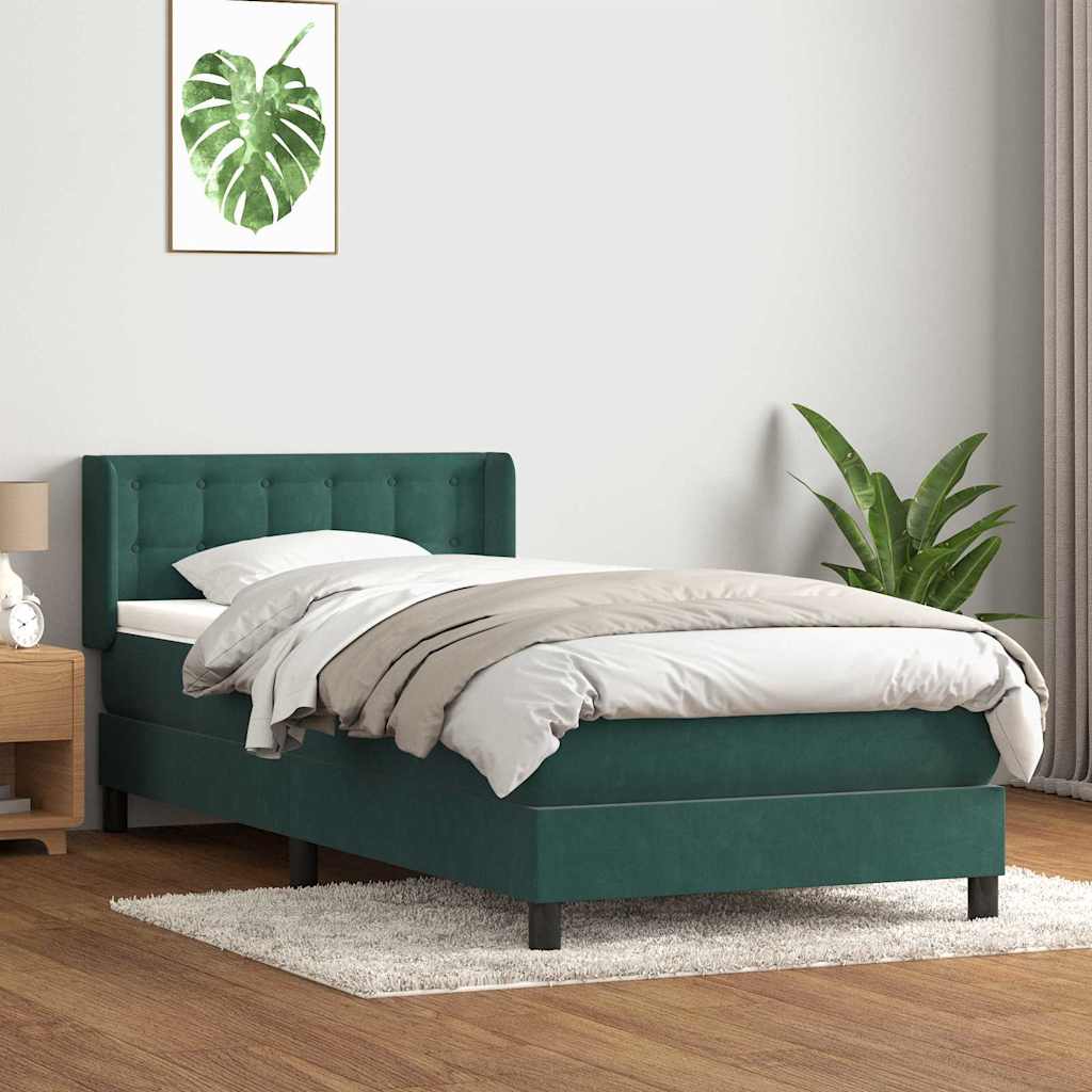 Sommier à lattes de lit et matelas vert foncé 90x210 cm velours - XIOS