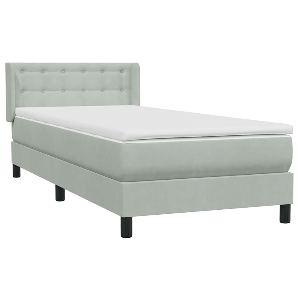 Sommier à lattes de lit et matelas gris clair 100x210cm velours - XIOS