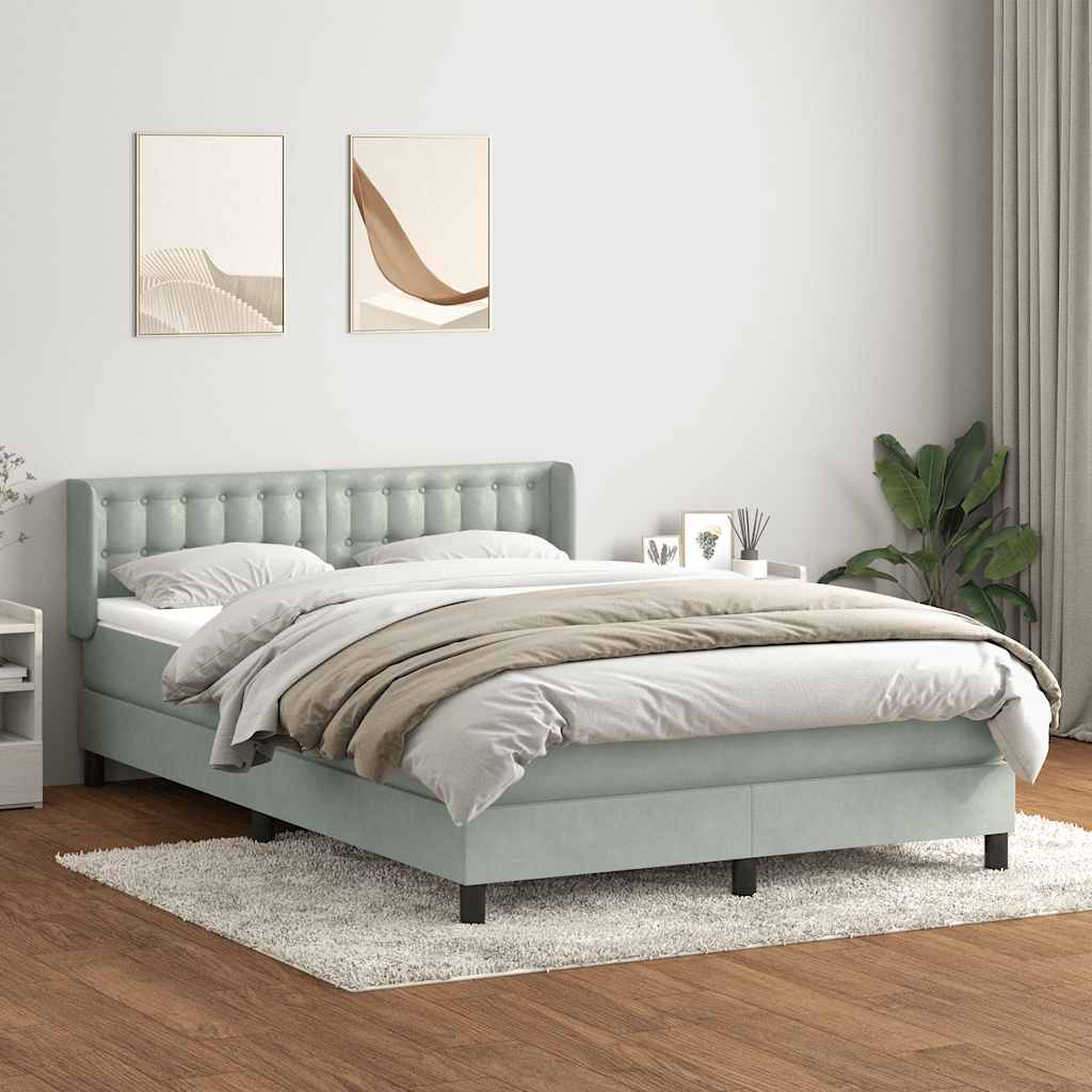 Sommier à lattes de lit et matelas gris clair 160x210cm velours - XIOS