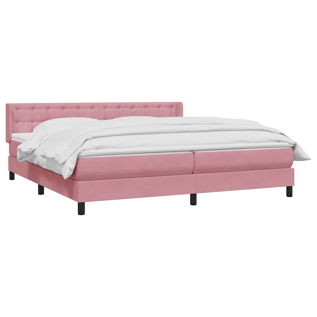 Sommier à lattes de lit avec matelas rose 180x210 cm velours - XIOS