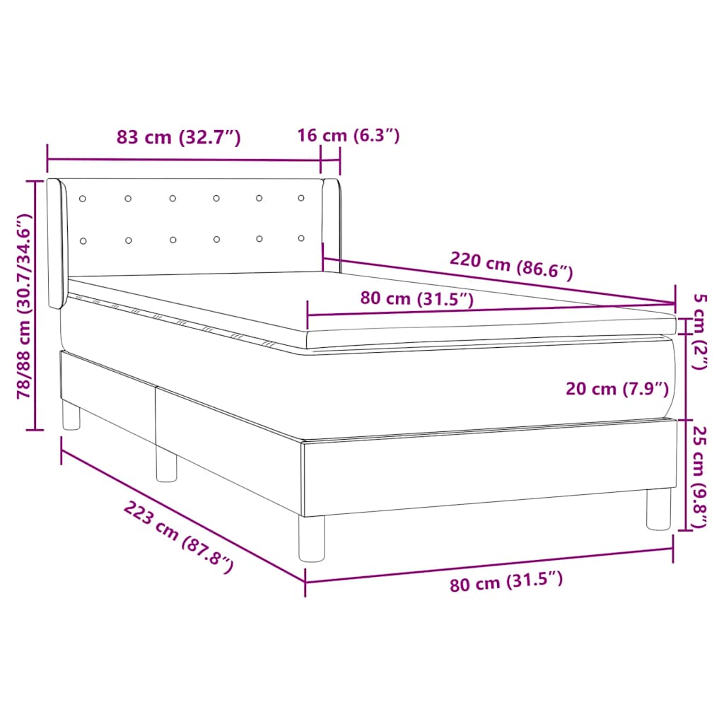 Sommier à lattes de lit avec matelas rose 80x220 cm velours - XIOS
