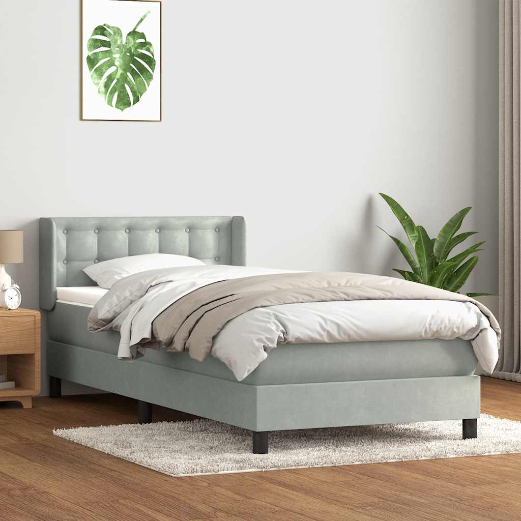Sommier à lattes de lit et matelas gris clair 90x220 cm velours - XIOS