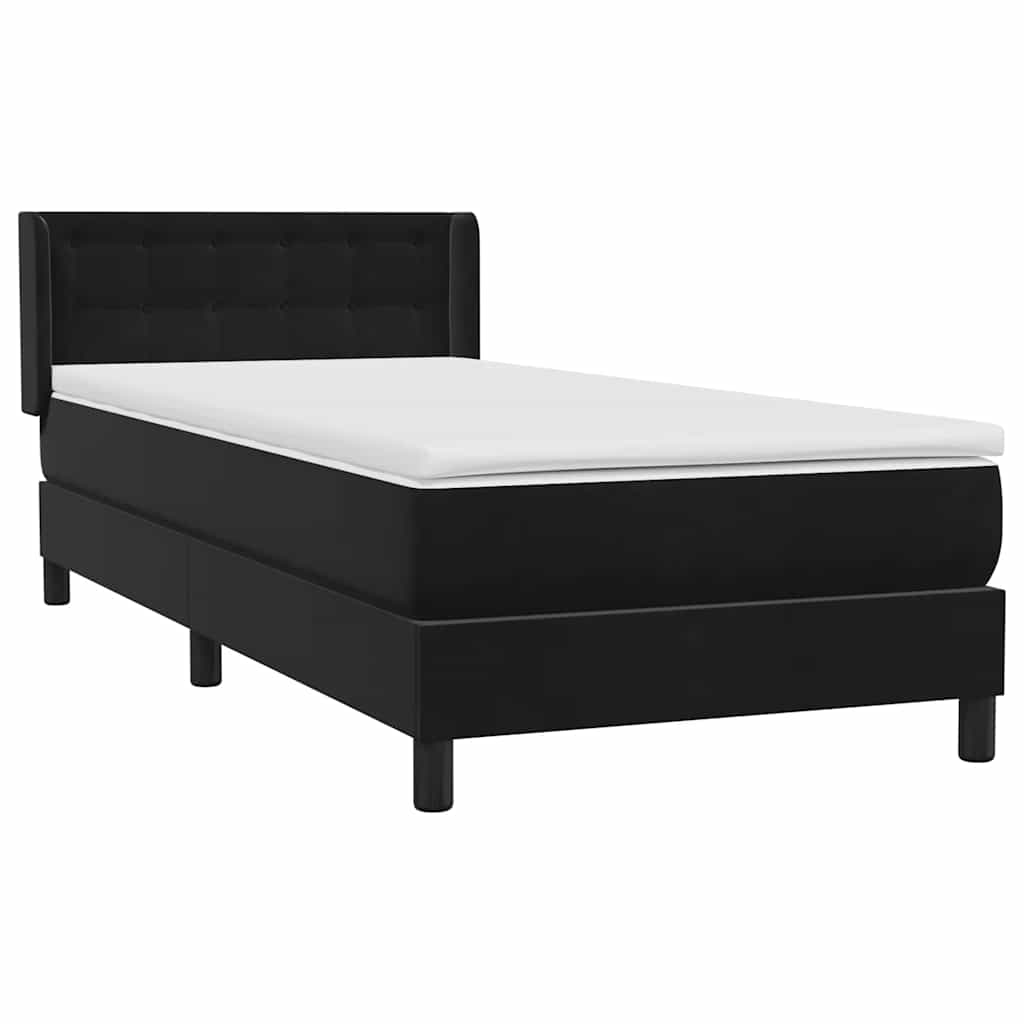 Sommier à lattes de lit avec matelas noir 90x220 cm velours - XIOS
