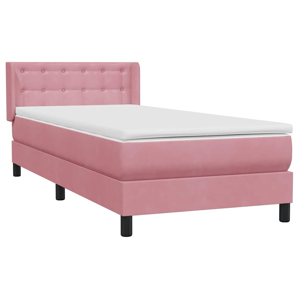 Sommier à lattes de lit avec matelas rose 100x220 cm velours - XIOS