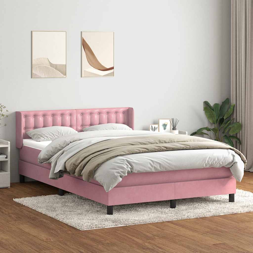 Sommier à lattes de lit avec matelas rose 160x220 cm velours - XIOS