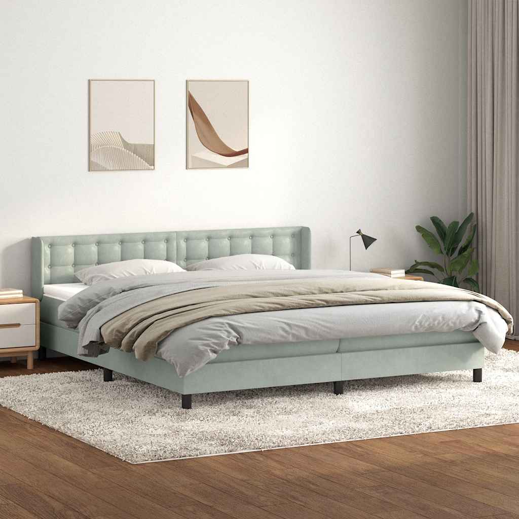 Sommier à lattes de lit et matelas gris clair 180x220cm velours - XIOS