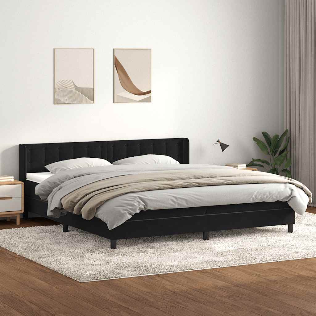 Sommier à lattes de lit avec matelas noir 200x220 cm velours - XIOS