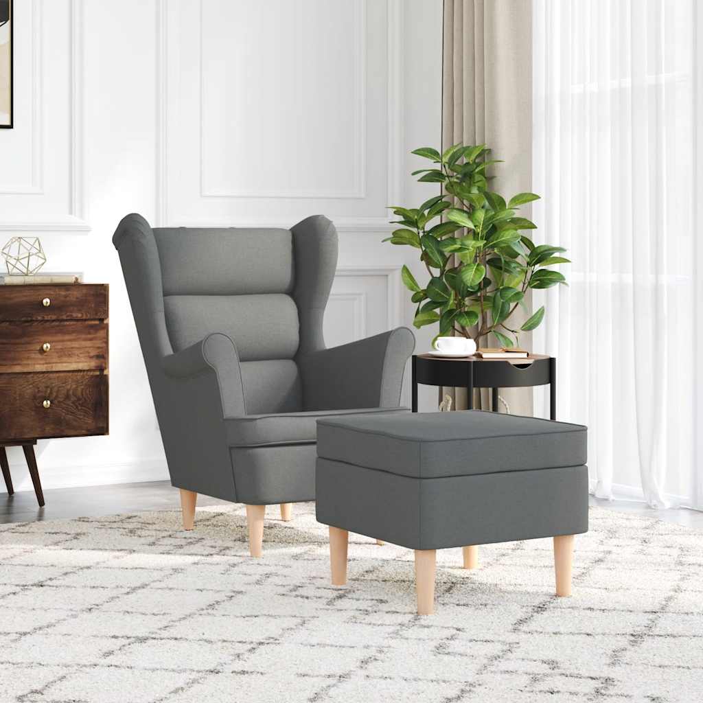 Fauteuil avec repose-pied Gris foncé Tissu - XIOS