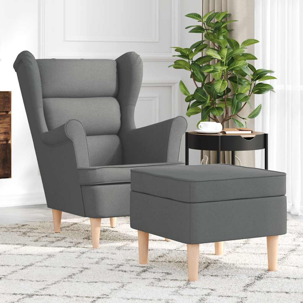 Fauteuil avec repose-pied Gris foncé Tissu - XIOS